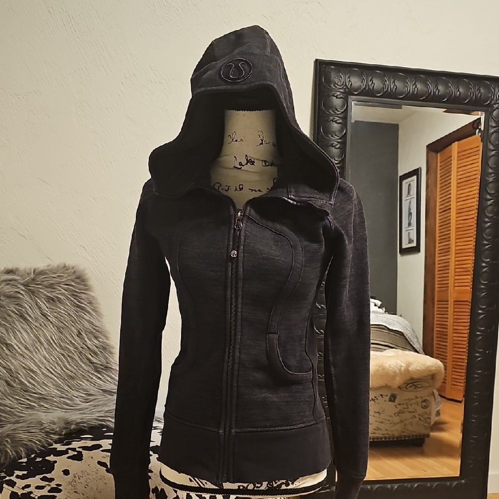 Black Hooded Zip-Up Jacket